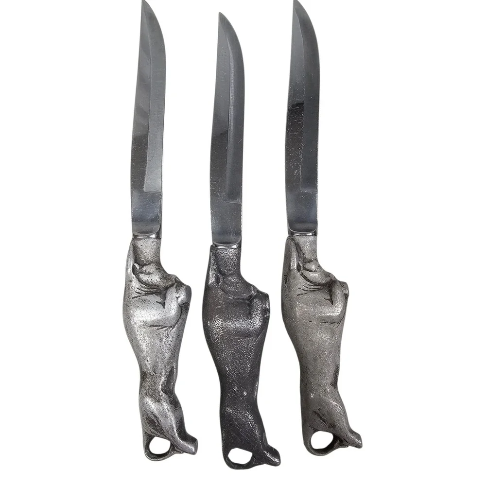 Vintage Bruce Fox Solingen Chrome Steel‎ Charging Bull Knife and Fork Set 6pc